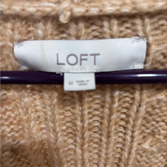 LOFT Tan Cable Knit Cardigan - Picture 2 of 4
